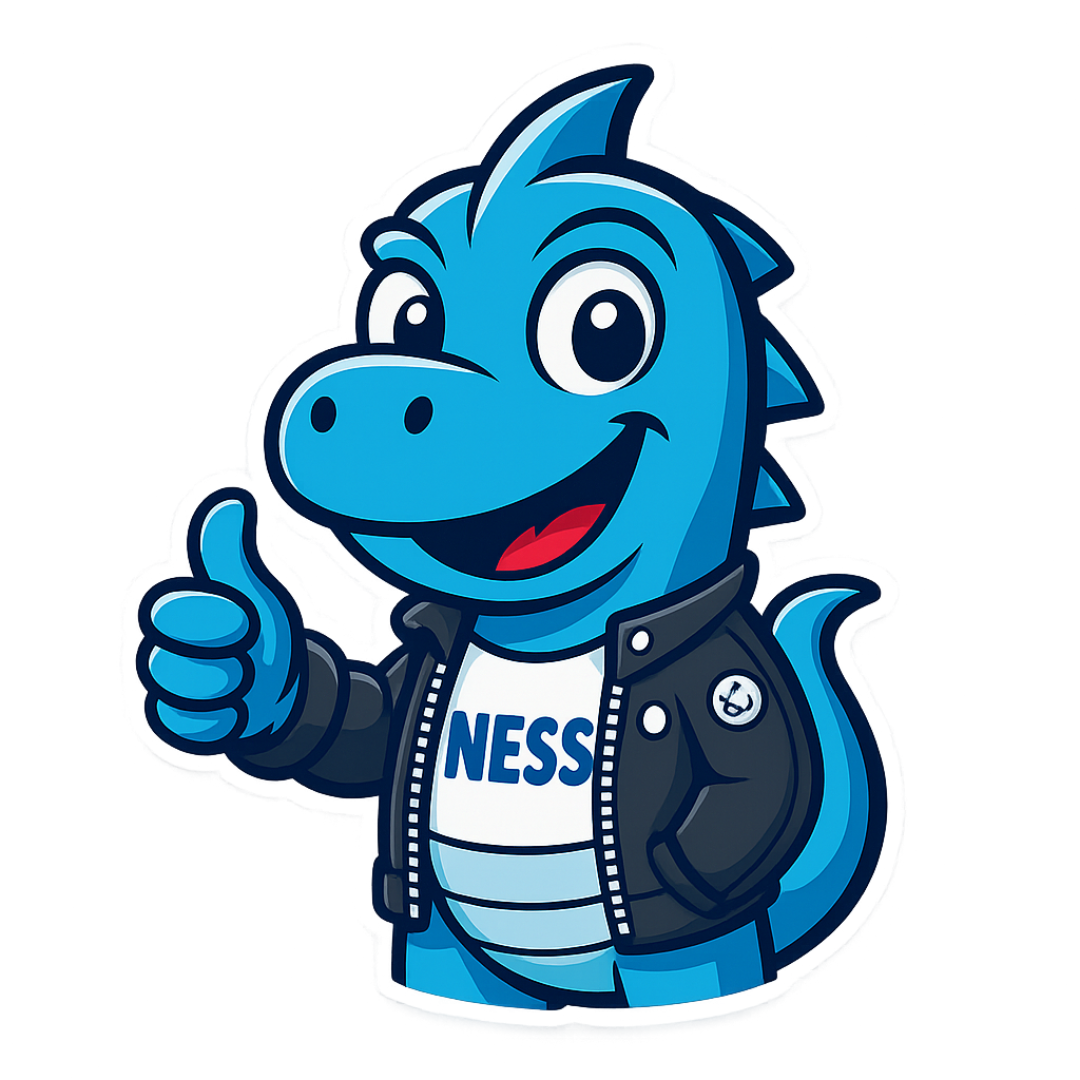 Mascota de NESS con pulgar arriba